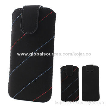 Leather Cases for iPhone 5, Made of Velvet/Retractable Pull-tab, Various Colors Available
